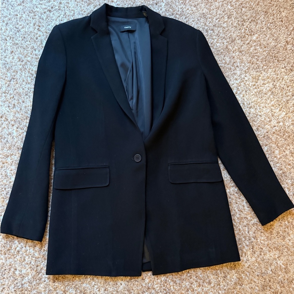 Theory Women’s Black Blazer 2 cotton suit casual black slim
